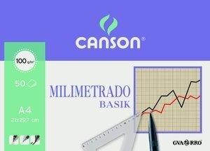 BLOC DE DIBUJO GUARRO-CANSON BASIK MILIMETRADO ENCOLADO A4 100g 50h