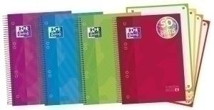 BLOC OXFORD SCHOOL EU.BOOK 4 micro.tapa EXTRA A5+ 120h CUADRIC.5x5 90g SURTIDO (col. vivos) (50% hjs GRATIS)
