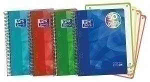 BLOC OXFORD SCHOOL EU.BOOK 4 micro.tapa PP A5+ 120h CUADRIC.5x5 90g SURTIDO (4 col.) (50% hjs GRATIS)