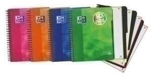 BLOC OXFORD SCHOOL EU.BOOK 4 SEPARADORES micro.tapa PP A4 120h CUADRIC.5x5 90g SURTIDO (4 col.) (50% hjs GRATIS)