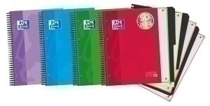 BLOC OXFORD SCHOOL EU.BOOK 4 SEPARADORES micro.tapa EXTRA A4 120h CUADRIC.5x5 90g SURTIDO (4 col.) (50% hjs GRATIS)