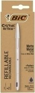 BOLIGRAFO BIC CRISTAL RE NEW METAL AZUL + 2 RECAMBIOS