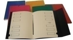CARPETA CLASIFICADORA SARO CARTON FORR. Fº PROL.12 DPTOS.con GOMAS y SOLAPA 6 col.surt.