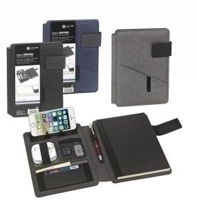 CARPETA de CONGRESOS CARCHIVO VENTURE A5 con MULTI BOLSILLO, BLOC y ATRIL SMARTPHONE AZUL