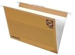 CARPETA COLGANTE GIO cart.CRISTAL visor SUPERIOR V BICOLOR 240g Fº PAQUETE de 25 (42200/K20020)