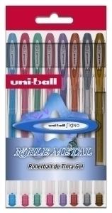 ROLLER GEL UNI-BALL SIGNO NOBLE METAL 0,8 (UM-120NM8P) ESTUCHE DE 8 SURTIDOS