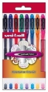 ROLLER GEL UNI-BALL SIGNO NOBLE METAL 0,8 (UM-120BASICO8P)  ESTUCHE DE 8 SURTIDOS