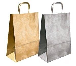 BOLSA de PAPEL ANDINA KRAFT LISO 32x40x14 cm PLATA PAQUETE de 50