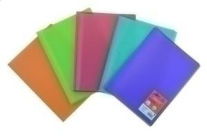 CARPETA FUNDAS (TARIFARIO) OLEF/ PP TRANS. A4 50 F. 6 COL. (azul-naranja-rojo-verde-violeta-verde claro)
