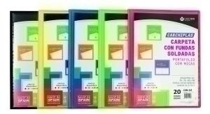 CARPETA FUNDAS (TARIFARIO) CARCHIVO PP CARCHIPLAS-BOOK FLEXIBLE CANGURO A4  20 F. SURTIDO