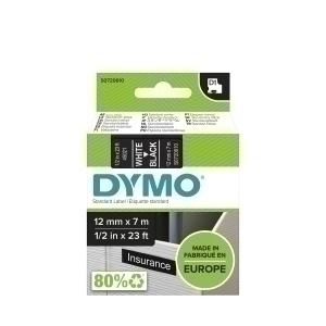 CINTA de ROTULAR DYMO LM D1 7m 12mm BLANCO sobre NEGRO (45021)