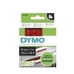 CINTA de ROTULAR DYMO LM D1 7m 19mm NEGRO sobre ROJO (45807)