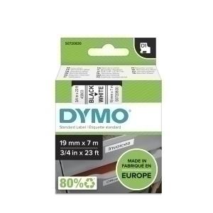 CINTA de ROTULAR DYMO LM D1 7m 19mm NEGRO sobre BLANCO (45803)