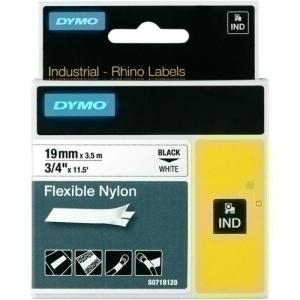 CINTA de ROTULAR DYMO RHINO ID1 NYLON FLEX.3,5m 19mm NEGRO sobre BLANCO (18489)