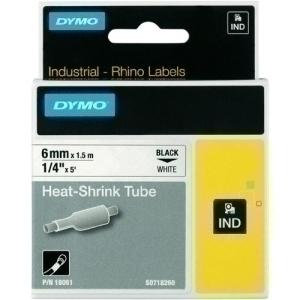 CINTA de ROTULAR DYMO RHINO ID1 TERMO RETRACTIL 1,5m  6mm NEGRO sobre BLANCO (18051)