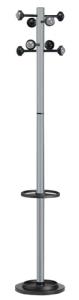 PERCHERO PIE UNILUX ACCUEIL METALICO 8 BOLAS 175x35 CON PARAGÜERO COLOR GRIS METALIZADO