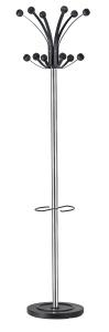 PERCHERO PIE UNILUX HAKEA METALICO 12 BOLAS 176x34 CON PARAGÜERO COLOR NEGRO/PLATEADO