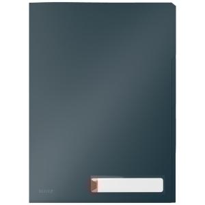 DOSIER ANGULO RECTO LEITZ COSY PP RECICLABLE SEMI OPACO A4 con PESTAÑAS GRIS PACK de 3