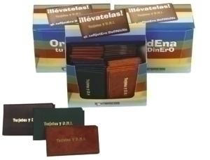 FUNDA PORTACARNET IBERPLAS PVC TARJETAS y NIF 3 CUERPOS IMIT.PIEL PAQUETE de 40 (COL.SUR.)