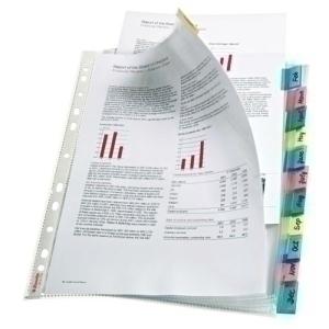 FUNDA MULTITALADRO con PESTAÑAS ESSELTE PP 85  CRISTAL LISO A4 11 TAL.RFZO. SET de 12