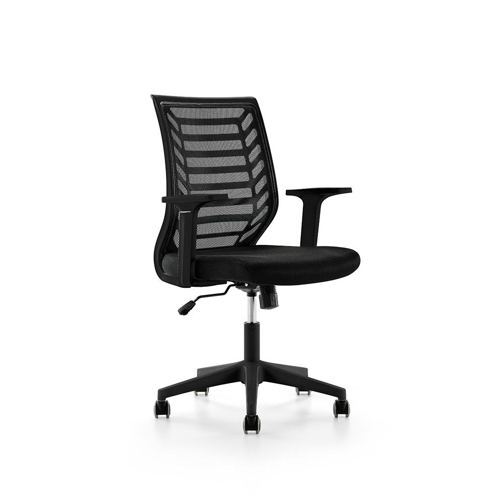 SILLA OFICINA ROCADA RESPALDO MALLA ASIENTO TAPIZADO NEGRO /907-4
