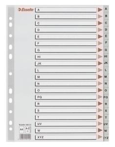 INDICE ESSELTE PP ALFABETICO A4 20 pestañas 11 taladros GRIS con IND.COL.