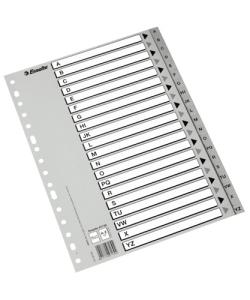INDICE ESSELTE PP ALFABETICO Fº 20 pestañas 16 taladros GRIS (11604)