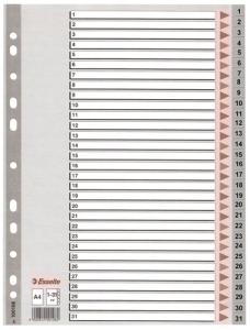 INDICE ESSELTE PP NUMERICO A4 pestañas 1-31 11 taladros GRIS con IND.COL.