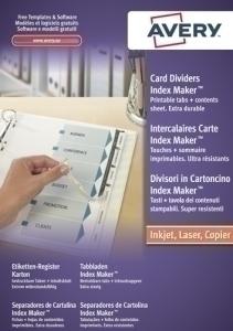 SEPARADORES AVERY INDEX MARKER CARTULINA BLANCA A4 12 pestañas INKJET/LASER PERSONALIZABLES