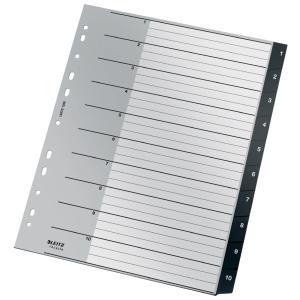 INDICE LEITZ PP RECYCLE NUMERICO A4+ pestañas 1-10 11 taladros NEGRO