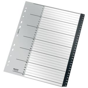 INDICE LEITZ PP RECYCLE NUMERICO A4+ pestañas 1-31 11 taladros NEGRO
