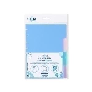 SEPARADORES CARCHIVO INGENIOX PASTEL PP EXTRA FUERTE A5 4 pestañas 8 taladros