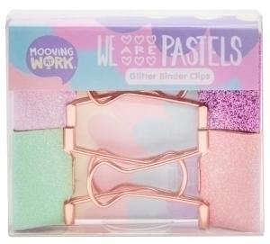 PINZA PALA ABATIBLE MOOVING PASTEL GLITTER BLISTER de 4 COL. SURTIDOS