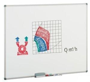 PIZARRA BLANCA FAIBO ESTRATIFICADA MARCO ALUMINIO 122x150 cm con CAJETIN de 40 cm