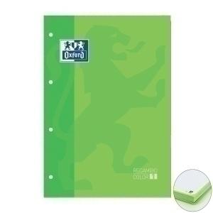 RECAMBIO OXFORD SCHOOL COLOR 1 ENCOLADO A4+ 80h 90gr 4 TALADROS CUADRIC.5x5 VERDE FLUO (1 color de recuadro)