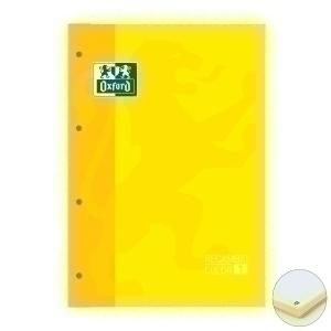 RECAMBIO OXFORD SCHOOL COLOR 1 ENCOLADO A4+ 80h 90gr 4 TALADROS CUADRIC.5x5 AMARILLO (1 color de recuadro)