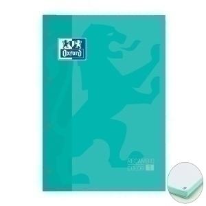 RECAMBIO OXFORD SCHOOL COLOR 1 ENCOLADO A4+ 80h 90gr 4 TALADROS CUADRIC.5x5 VERDE MENTA (1 color de recuadro)