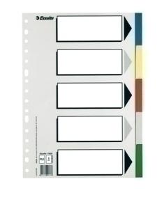 SEPARADORES ESSELTE PP Fº  5 pestañas 16 taladros con IND.B/N