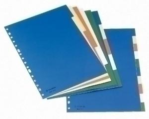 SEPARADORES ESSELTE PP A4  5 pestañas 11 taladros con IND.B/N