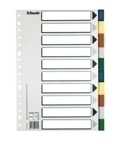 SEPARADORES ESSELTE PP Fº 10 pestañas 16 taladros con IND.B/N