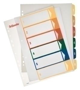 INDICE ESSELTE PP NUMERICO IMPRIMIBLE A4+ pestañas 1- 6 11 taladros