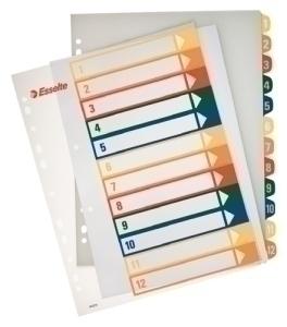 INDICE ESSELTE PP NUMERICO IMPRIMIBLE A4+ pestañas 1-12 11 taladros