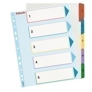 INDICE ESSELTE CARTULINA MYLAR BORRABLE NUMERICO A4+ pestañas 1- 5 11 taladros