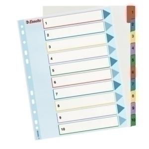INDICE ESSELTE CARTULINA MYLAR BORRABLE NUMERICO A4+ pestañas 1-10 11 taladros