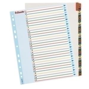 INDICE ESSELTE CARTULINA MYLAR BORRABLE NUMERICO A4+ pestañas 1-31 11 taladros