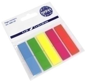 BANDERITAS ADHESIVAS 12x44 PACK de 5 (azul-verde-amarillo-naranja-rosa)