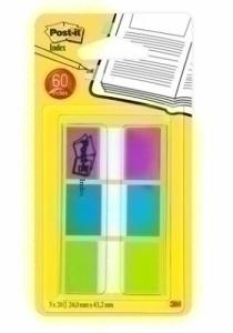 BANDERITAS ADHESIVAS POST-IT 680 (1) PACK de 3 (AZUL-VERDE-VIOLETA)