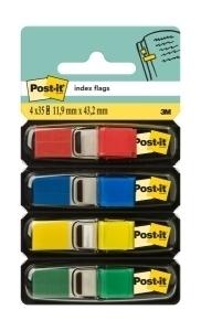 BANDERITAS ADHESIVAS POST-IT 683 (1/2) PACK de 4 (AZUL-AMARILLO-ROJO-VERDE)
