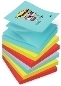 NOTAS ADHESIVAS POST-IT 90h Z NOTES  76x76 (R330) SUPER STICKY COLORES MIAMI PACK de 6