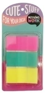 BANDERITAS ADHESIVAS MOOVING ANCHAS COLORES DISPENSADOR de 3